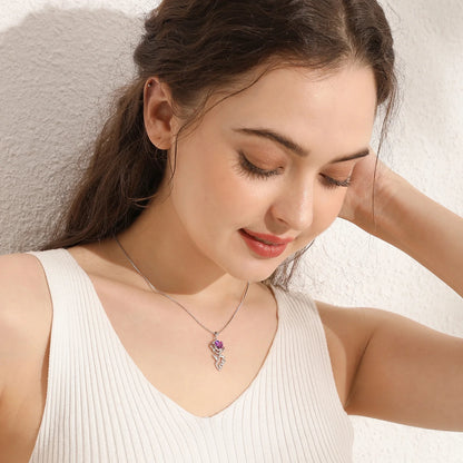 Rose Love Neckalce,925 Sterling Silver Birthstone Pendant Necklace Jewelry Birthday Christmas Mother'S Day Gifts for Women Mom